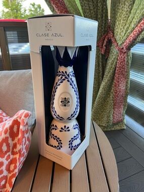 Clase Azul White & Blue Hand-Painted Ceramic Decanter